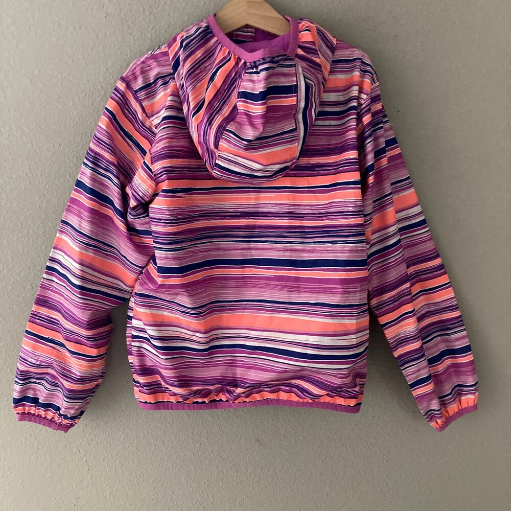 Columbia Pixel Grabber Lightweight Jacket Hood Stripes Pink Orange Blue M 10/12 - Picture 3 of 9